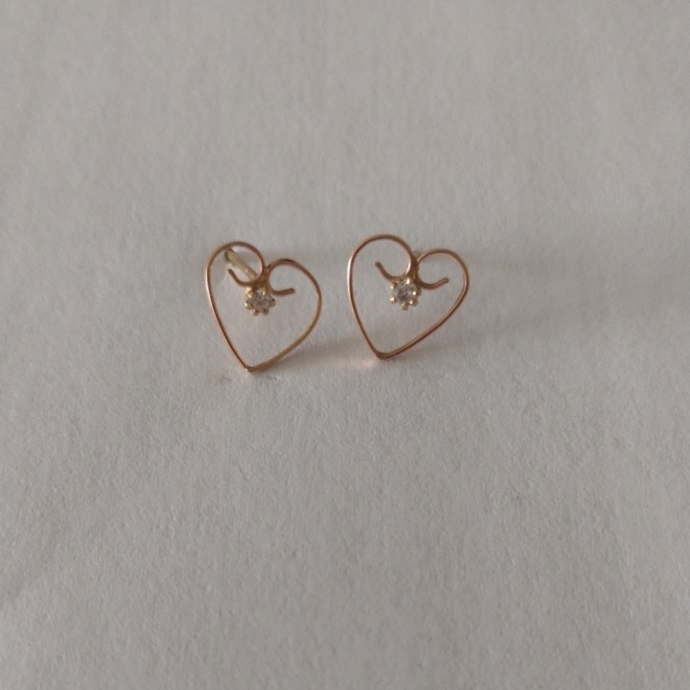 Gold Heart Stud Earrings Minimalist Design